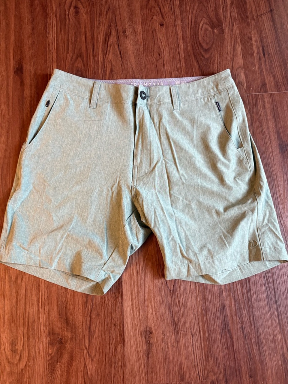 7 Diamonds Men's Light Olive Flat Front Shorts